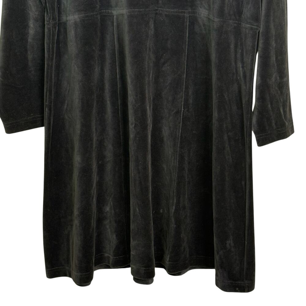 L.L. Bean Black Velvet Velour Long Sleeve XL Midi Dress - Picture 4 of 7